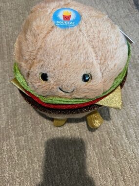 F•A•O Schwartz Squeeze Plush Burger Toy - Plush Hamburger with Smiley Face